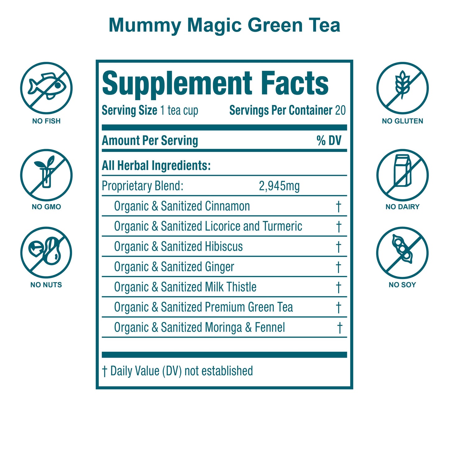 Organic Slimming Herbal Tea - Caffeine-Free with Moringa, 40 Servings - Organify Me