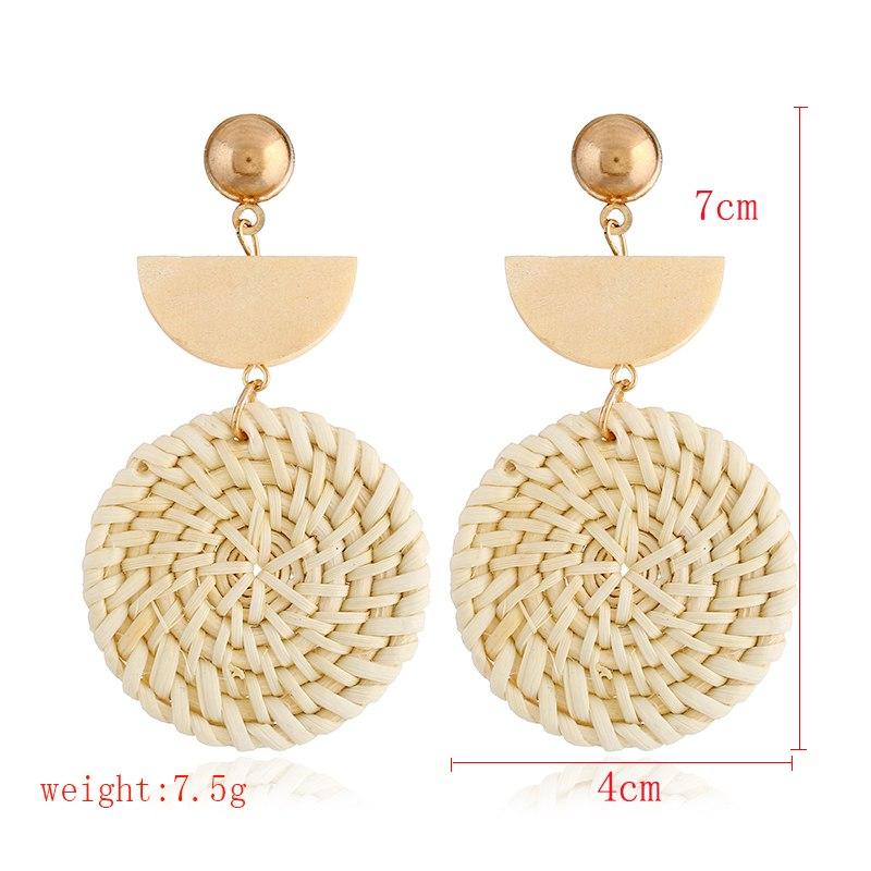 Rattan Earrings Organic Wooden Straw Weave - Organify Me